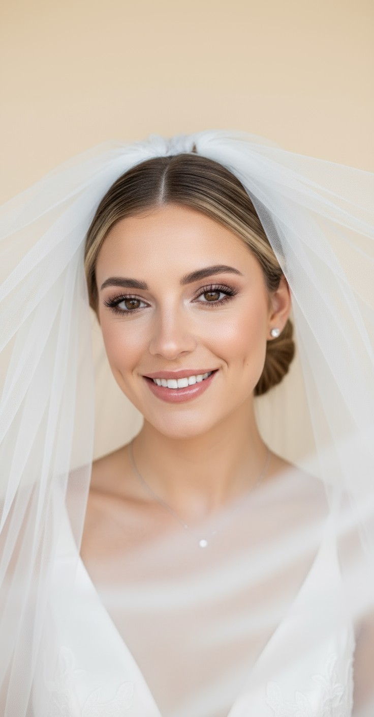 After Low Bun With Veil